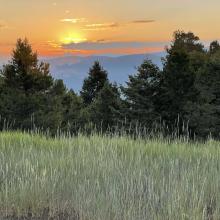 Sunrise at camp trailhead viewing east