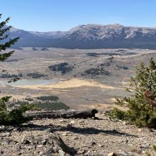 Summit view to SW over Swan Lake to Bannock & Quadrant W7Y/PA-156 & 165