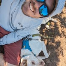 Lance the dog laying next to N7KOM