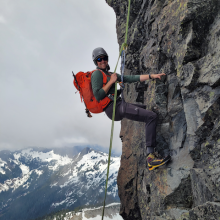 Rappel back down the pinnacle