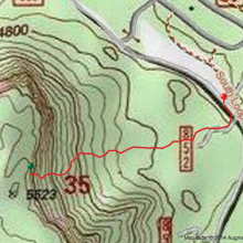 The route we took back from the top. Uproute was a bit to the right of this